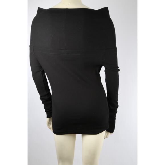 ROSETTA GETTY T-Shirt Black Cotton Off Shoulder Long Sleeve Stretch Size S - Picture 8 of 14
